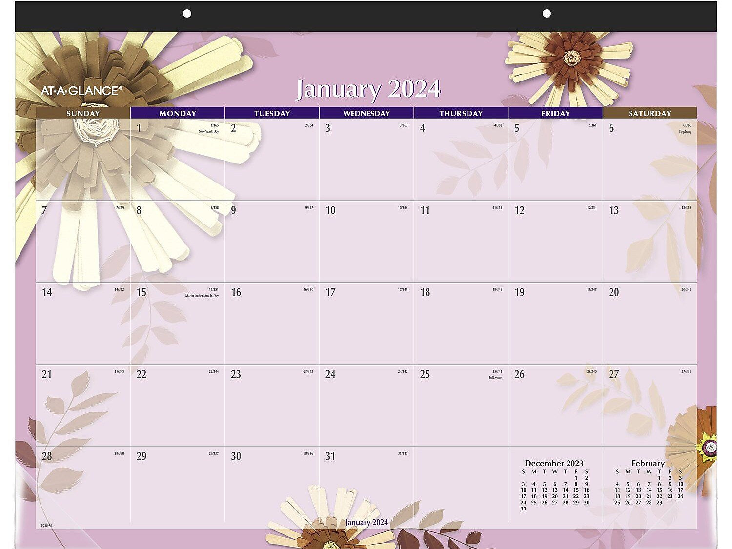 2024 AT-A-GLANCE Paper Flowers 21.75" x 17" Monthly Desk Pad Calendar (5035-24)