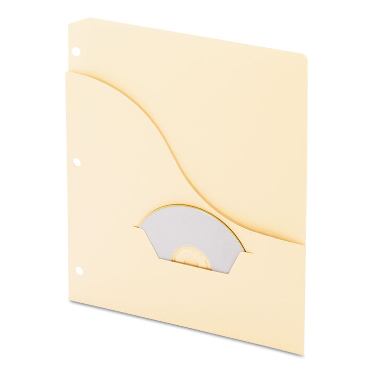 Pocket Project Folders, 3-Hole Punched, Letter Size, Manila, 15/pack