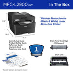 Brother MFC-L2900DW Wireless Black & White All-In-One Laser Printer, Best for Office Only