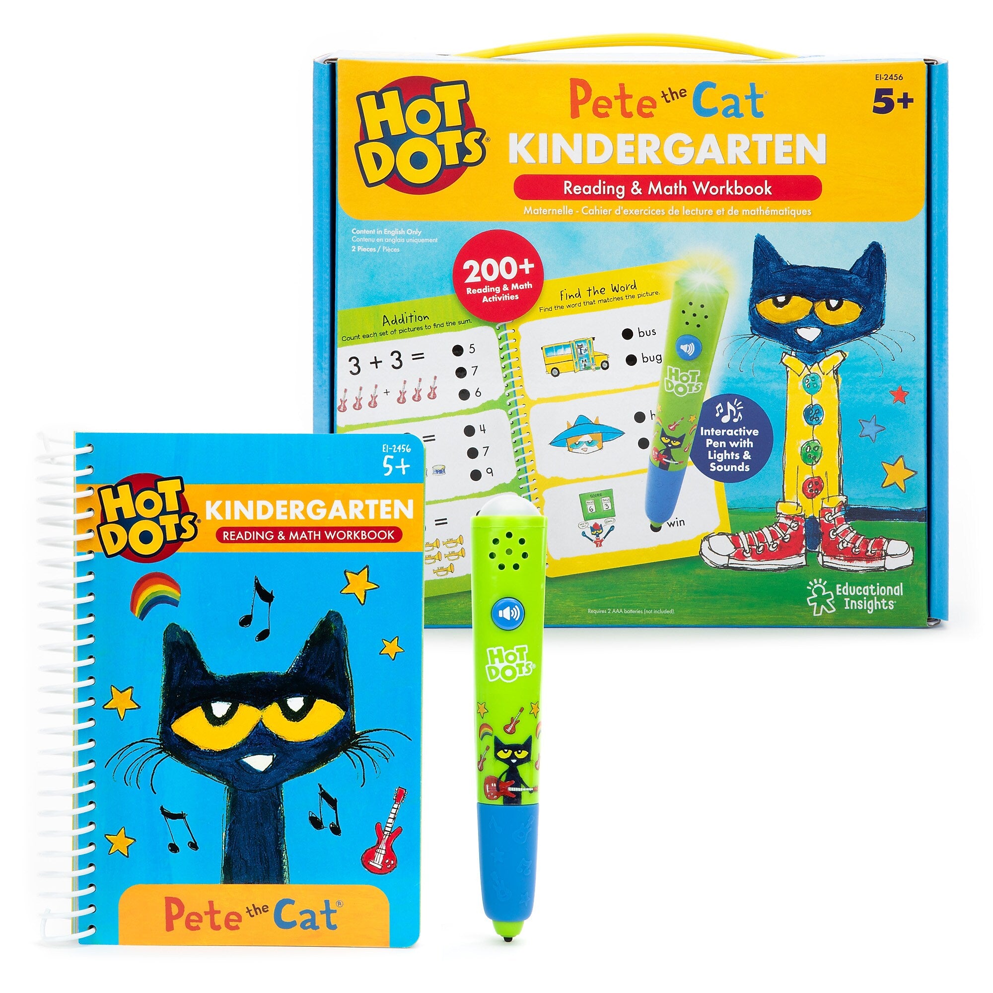 Educational Insights Hot Dots Pete the Cat Kindergarten Reading and Math (2456)