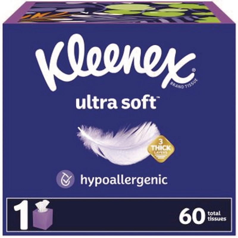 Kleenex Ultra Soft Facial Tissue, 3-Ply, 60 Tissues/Box, 18 Boxes/Carton (54278)