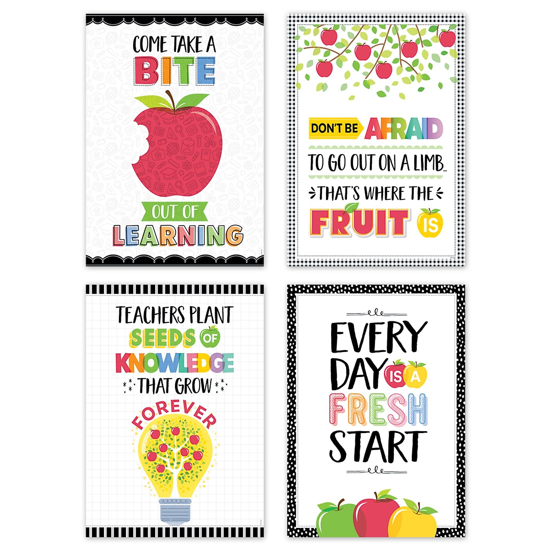 Creative Teaching Press Apple Time Inspire U 4-Poster Pack, 13-3/8" x 19", 4/Set (CTP11046)