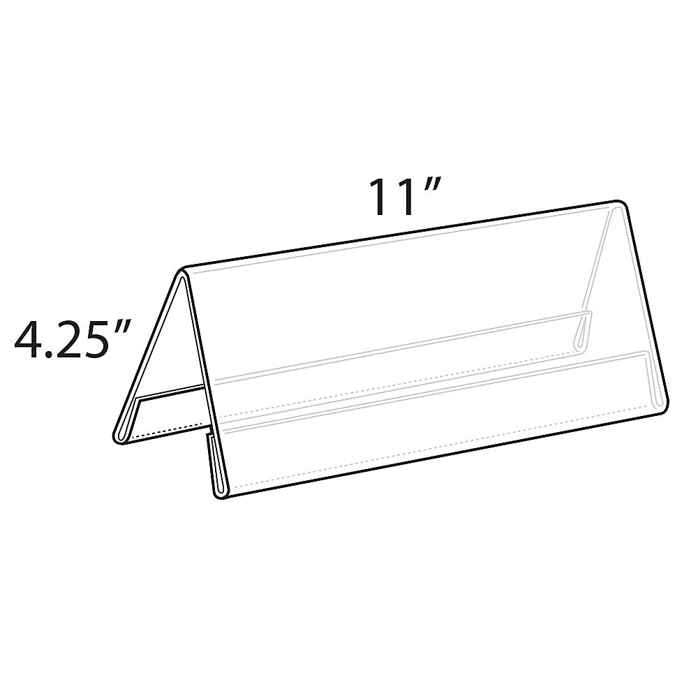 Azar Nameplate Holder, 11" x 4.25", Horizontal, Table Top, Clear, Acrylic, 10/Pack (192810)