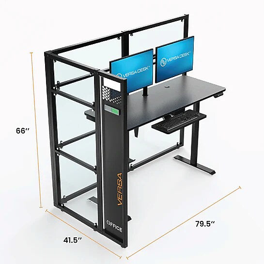 VersaDesk WorkNest 66"H x 79.5"W L-Shaped Cubicle Panel Workstation, Silver (WNCL-7248-S)