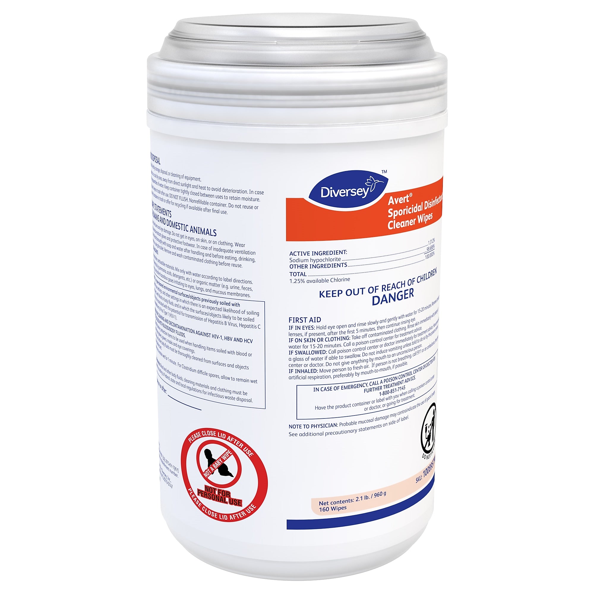 Avert Disinfecting Wipes, 160 Wipes/Container (100895790)