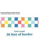 Carson Dellosa We Stick Together Straight Borders 3" x 3', Checkered Rainbow, 12/Pack (108521)