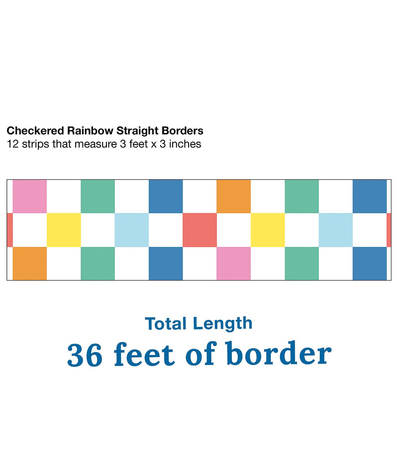 Carson Dellosa We Stick Together Straight Borders 3" x 3', Checkered Rainbow, 12/Pack (108521)