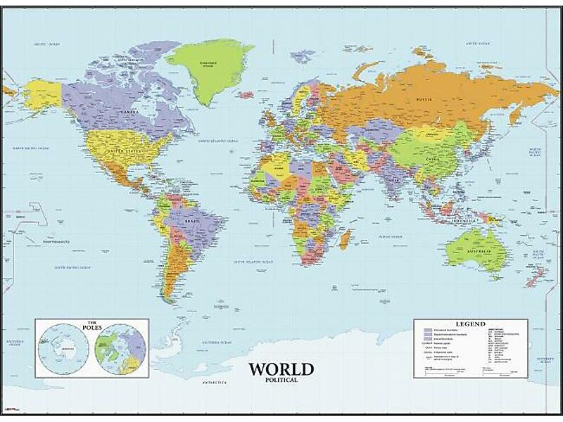 RoomMates Map of the World Contemporary Wall Decal, Geography (RMK4285GM)