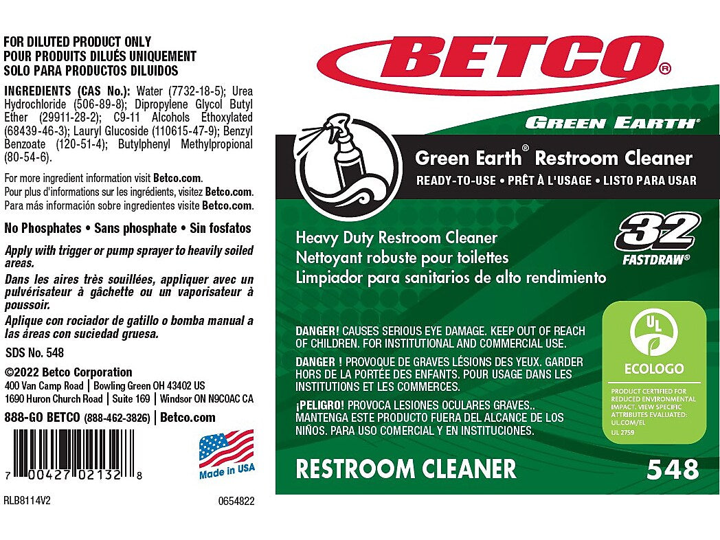 Betco GE Restroom Secondary Label, 4" x 6", Multicolor, 24 Labels/Pack (5489090)
