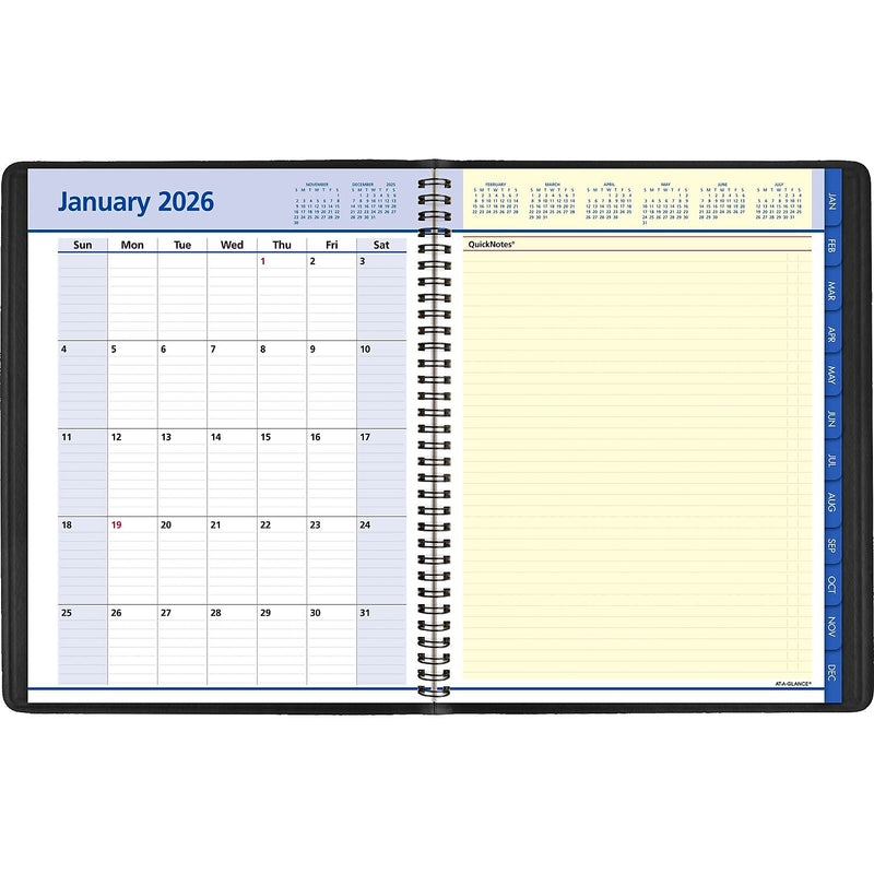 2026 AT-A-GLANCE QuickNotes 8.25" x 11" Weekly & Monthly Appointment Book, Faux Leather Cover, Black (76-950-05-26)