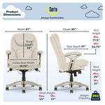 Serta Claremont Ergonomic Faux Leather Swivel Executive Chair with Back in Motion Technology, Ivory (44186C)