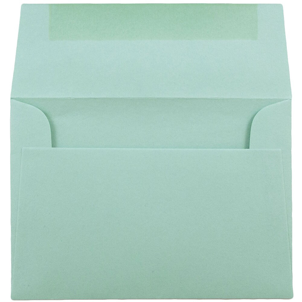 JAM Paper A2 Invitation Envelope 4 3/8" x 5 3/4", Aqua Blue, 100/Pack (1523981d)