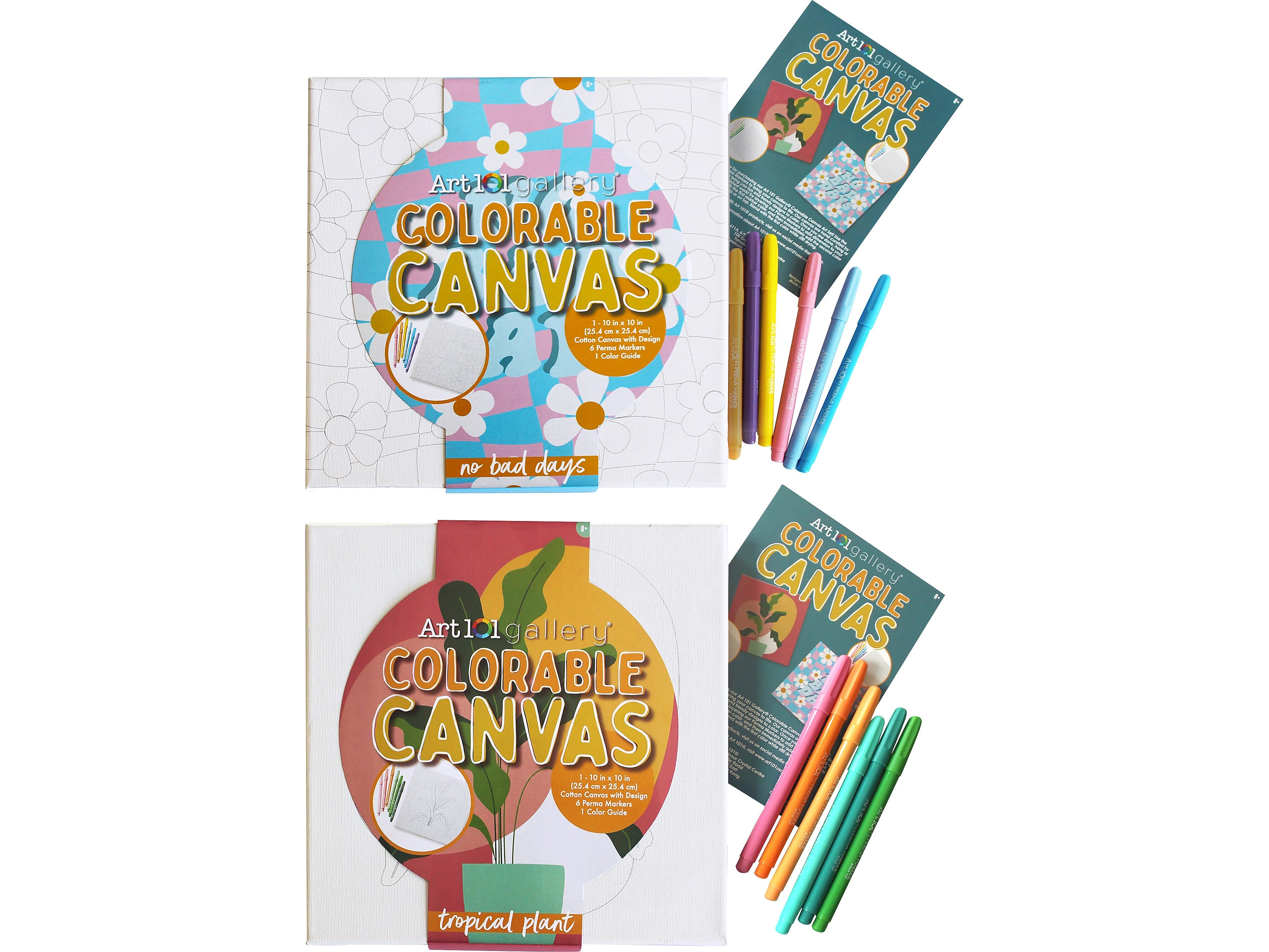 Art 101 Gallery Colorable Canvas Wall Art Sets with Perma Markers, 2/Pack (23060MB)