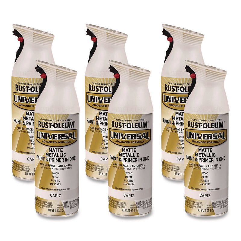 Rust-Oleum Universal Premium Metallic Spray Paint, Metallic Capiz, 11 oz., 6/Carton (371597)