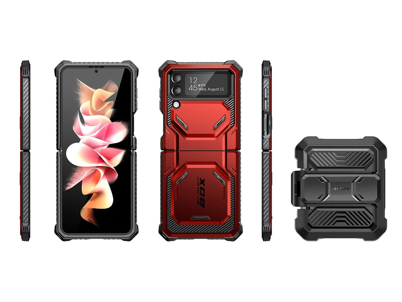 i-Blason Armorbox Metallic Red Rugged Case for Samsung Galaxy Z Flip4 (Galaxy2022-ZFlip4-5G-Armorbox-Ruddy)