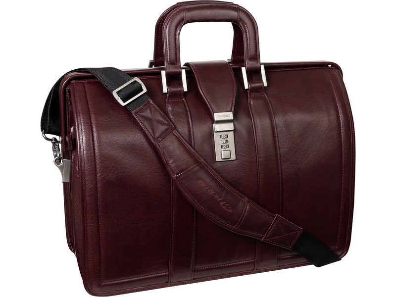 McKlein MORGAN Leather Briefcase, Laptop Compatible, Burgundy (83346)
