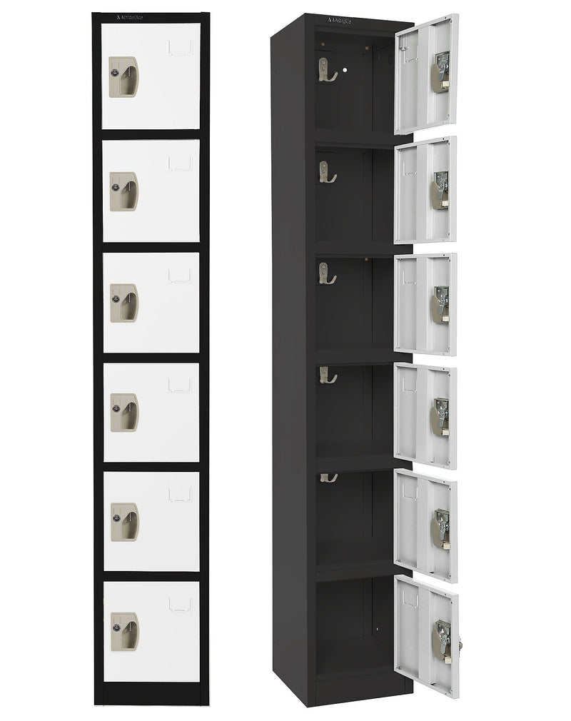 AdirOffice 72" 6-Tier Black and White Storage Locker (ADI629-206-B-W)