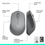 Logitech M330 Silent Plus Wireless Optical USB Mouse, Gray (910-004908)