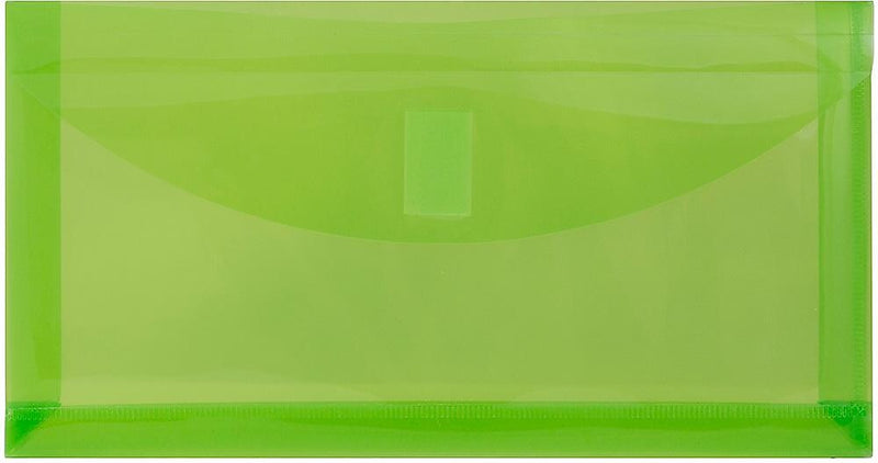 JAM Paper Premium Plastic Filing Envelope with Hook & Loop Closure, Lime Green, 3/Pack (921V1LIX3)
