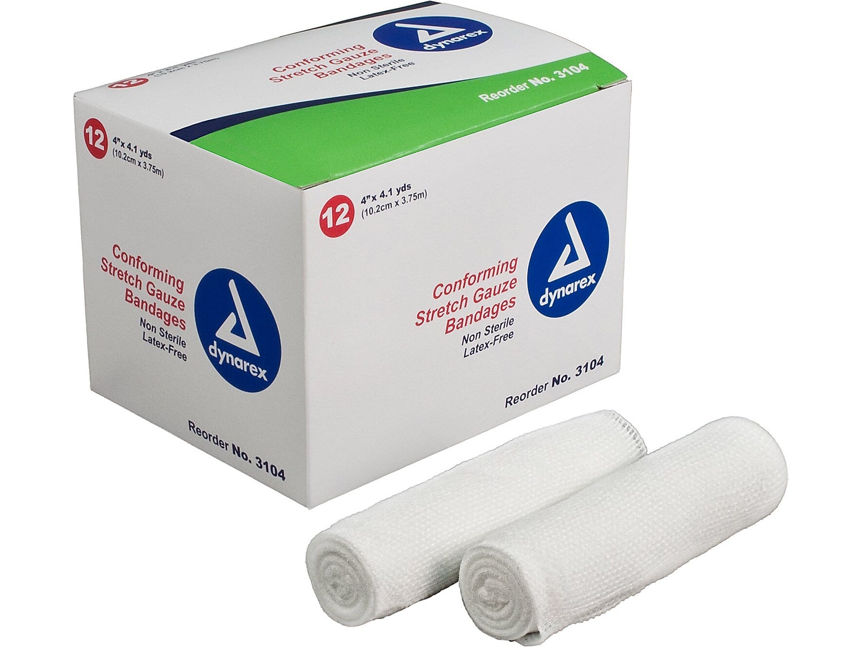 Dynarex 4" Single-Ply Stretch Gauze Bandage, 12/Pack, 8 Packs/Carton (3104)