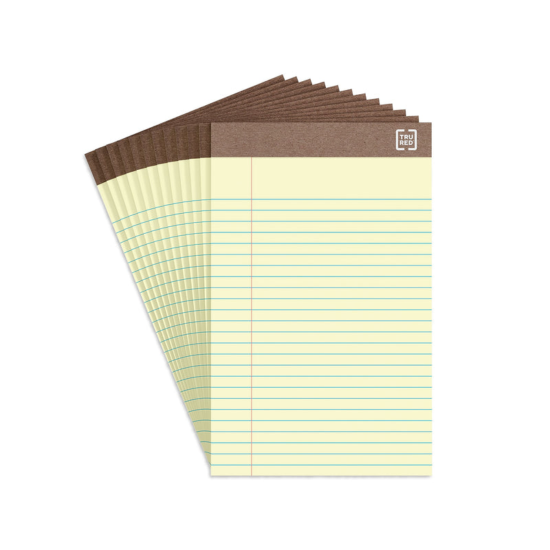 TRU RED™ Notepad, 5" x 8", Narrow Ruled, Canary, 50 Sheets/Pad, Dozen (TR59932/TR58180)