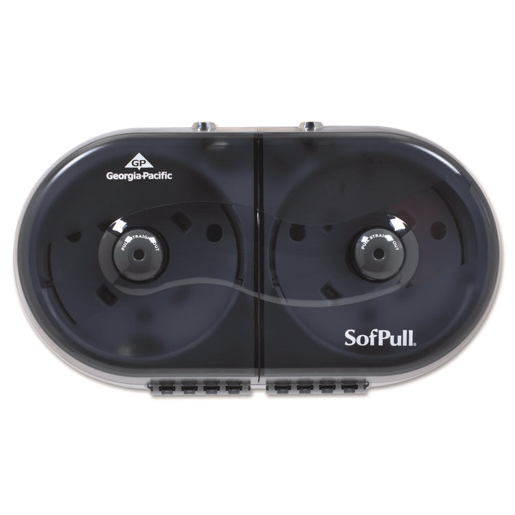 Sofpull Mini Centerpull 2-Roll Bath Tissue Dispenser, 16.38 X 7.2 X 9.3, Smoke