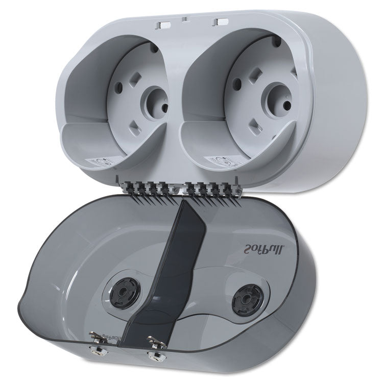 Sofpull Mini Centerpull 2-Roll Bath Tissue Dispenser, 16.38 X 7.2 X 9.3, Smoke