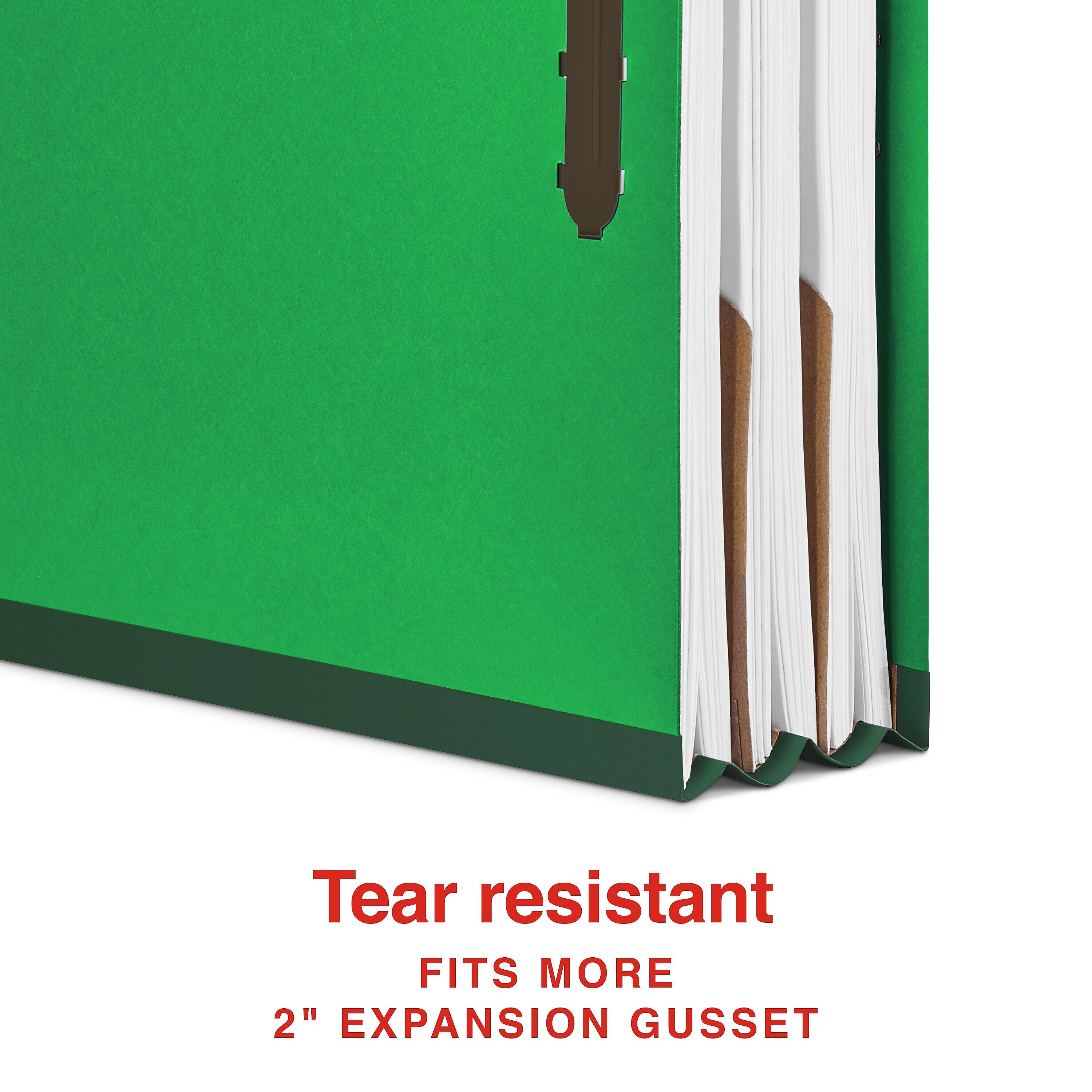 Staples 100% Recycled Heavy Duty Classification Folder, 2-Dividers, 2" Expansion, Letter Size, Green, 10/Box (ST62561)
