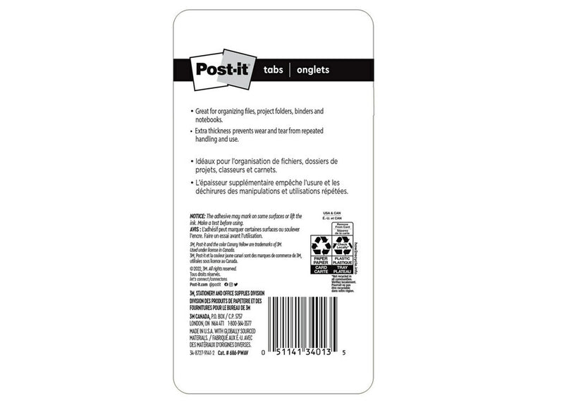 Post-it Filing Tabs, 2" Wide, Assorted Colors, 24 Tabs/Pack (686-PWAV)
