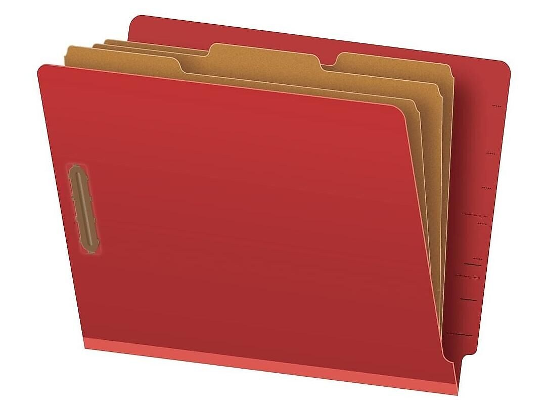 Pendaflex Recycled Pressboard Classification Folder, 3-Divider, 3 1/2" Expansion, Letter Size, Red, 10/Box (23865GW)
