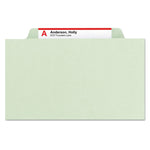 Pressboard Classification Folders, Four SafeSHIELD Fasteners, 2/5-Cut Tabs, 1 Divider, Letter Size, Gray-Green, 10/Box