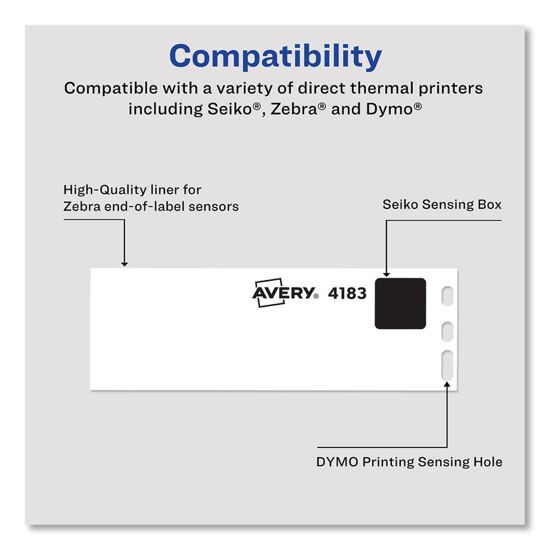 Avery Multipurpose Thermal Labels, 1 1/8" x 3 1/2", White, 350/Roll, 2 Rolls/Box