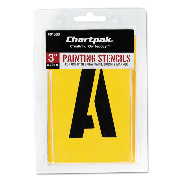 Professionial Lettering Stencils, Painting Stencil Set, A-Z Set/0-9, 3", Manila, 35/set