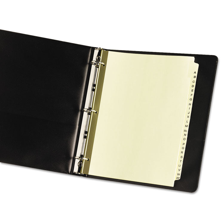 Preprinted Laminated Tab Dividers with Gold Reinforced Binding Edge, 25-Tab, A to Z, 11 x 8.5, Buff, 1 Set