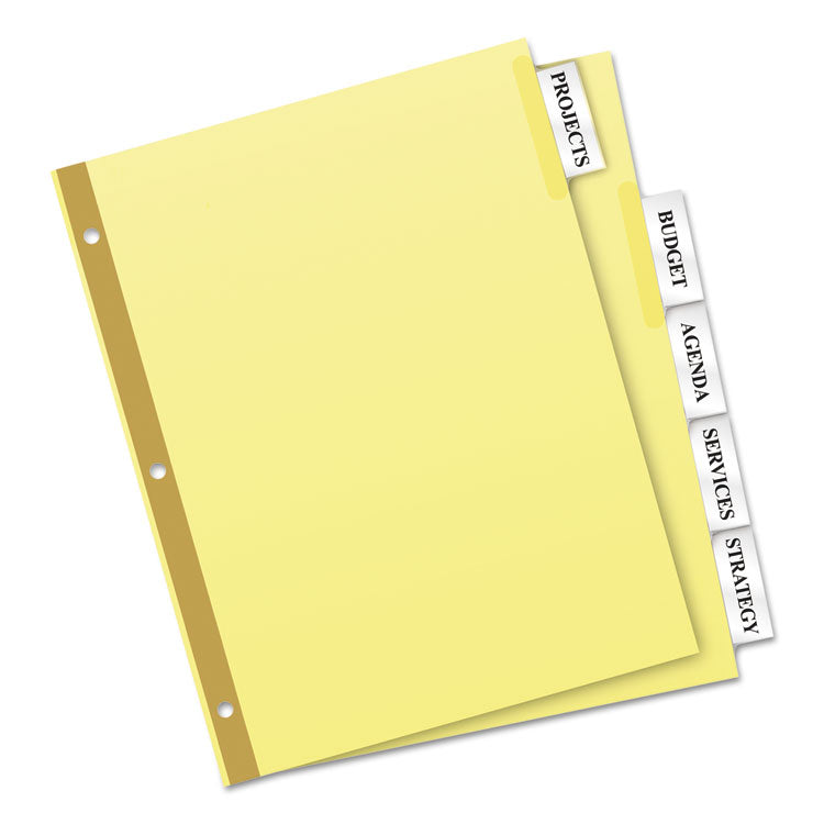 Insertable Big Tab Dividers, 5-Tab, Double-Sided Gold Edge Reinforcing, 11 x 8.5, Buff, Clear Tabs, 1 Set