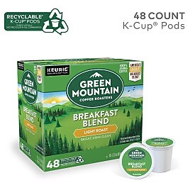 Green Mountain Coffee Roasters Breakfast Blend Coffee Keurig® K-Cup® Pods, Light Roast, 48/Box (81909/15170)