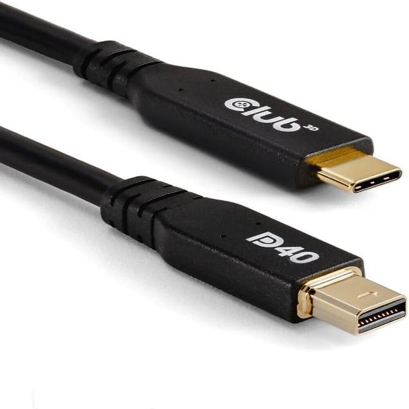 Club 3D 6.56' USB C to Mini DisplayPort Audio/Video Cable, Male to Male, Black (CAC-1561)
