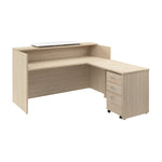 Bush Business Furniture Arrive 72"W L Shaped Reception Desk with Counter and Mobile File Cabinet, Natural Elm (ARV010NE)