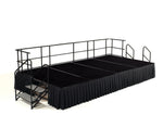 NPS 24"H Stage Package, 8' x 16', Box Pleat Black Skirting, Black Carpet (SG482404C10SB10)