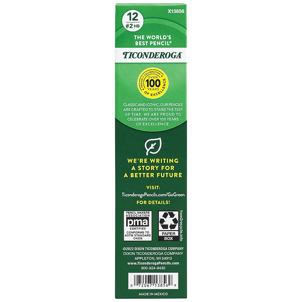 Ticonderoga Tri-Write Wooden Pencil, 2.2mm, #2 Soft Lead, Dozen  (X13856X)