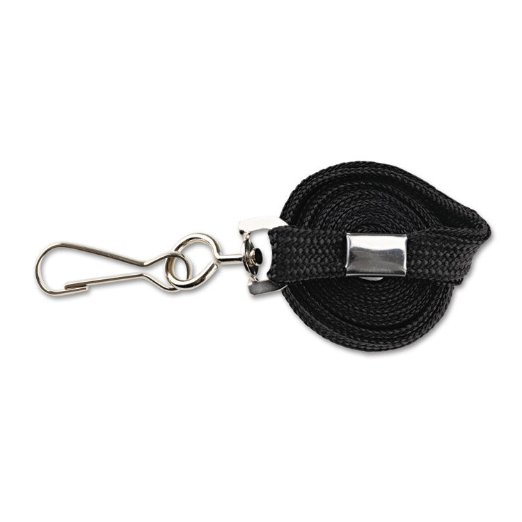 Deluxe Lanyards, Metal J-Hook Fastener, 36" Long, Black, 24/Box
