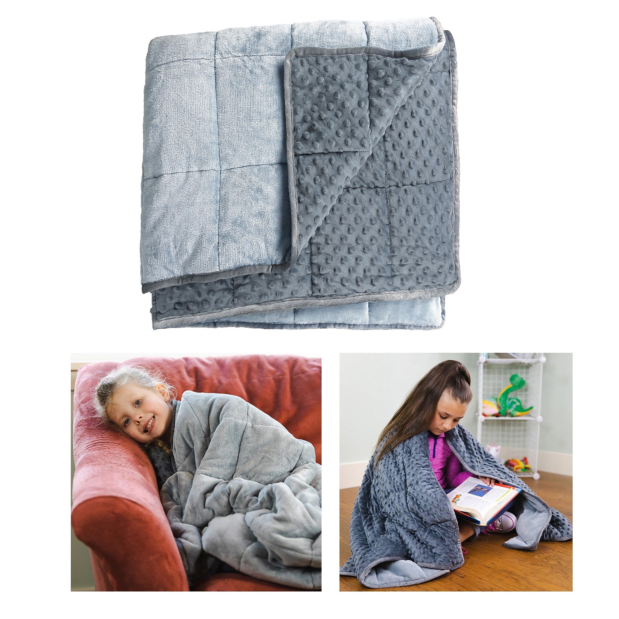 Bouncyband Sensory Weighted Dual Texture Shoulder Wrap for Kids, 40" x 12", Gray (BBALPWR5GY)
