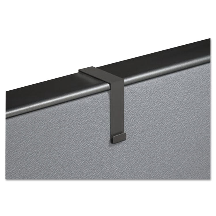 Cubicle Partition Hangers, For 1.5" to 2.5" Thick Partition Walls, Black, 2/Set