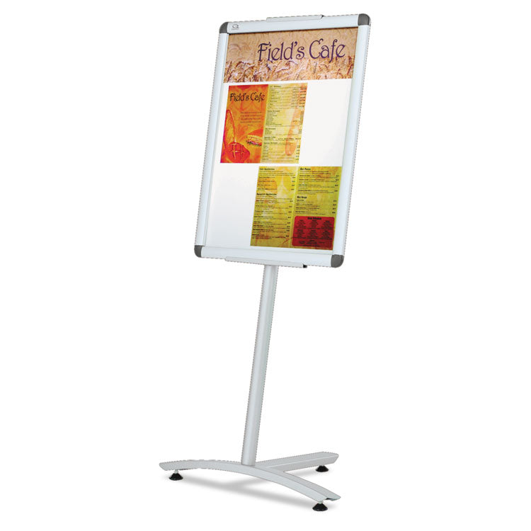Improv Lobby Clip-Frame Pedestal Sign, 18 X 24 Frame, 54" High, Aluminum