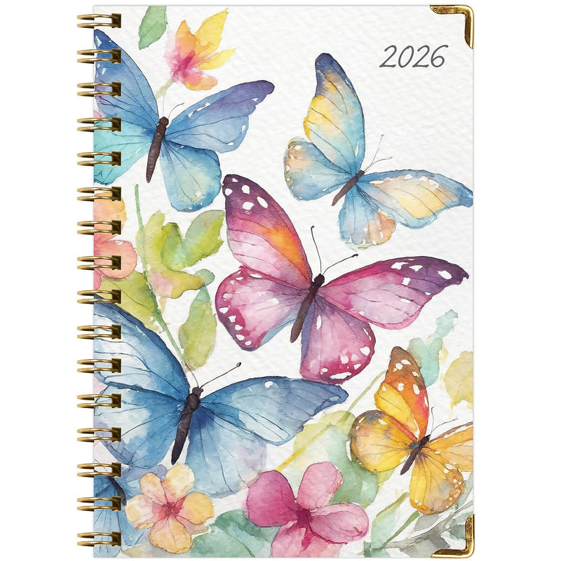 2026 Global Printed Products Watercolor Butterflies 5.5" x 8" Weekly & Monthly Planner, Paperboard Cover (NRY26-58-33)