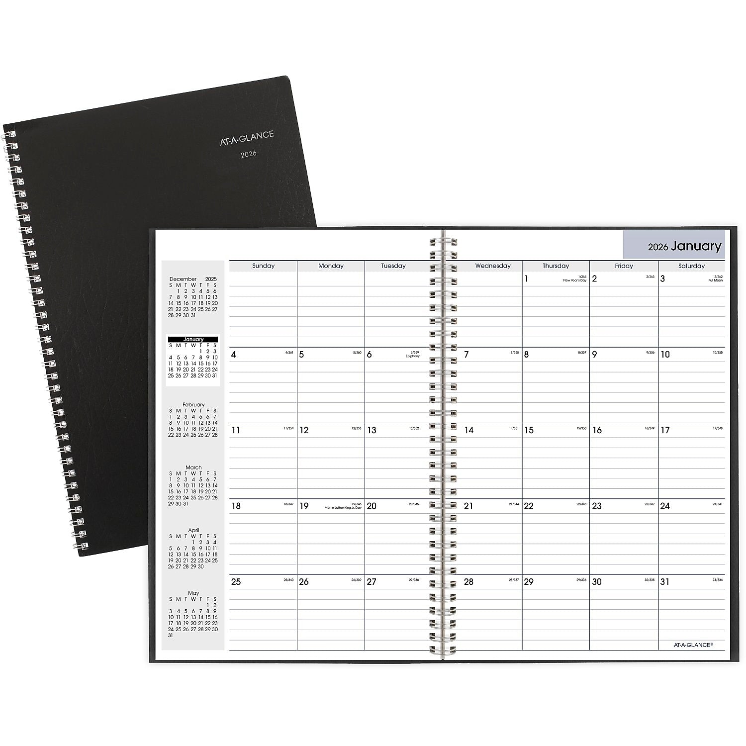 2026 AT-A-GLANCE DayMinder 8" x 12" Monthly Planner, Faux Leather Cover, Black (SK2-00-26)