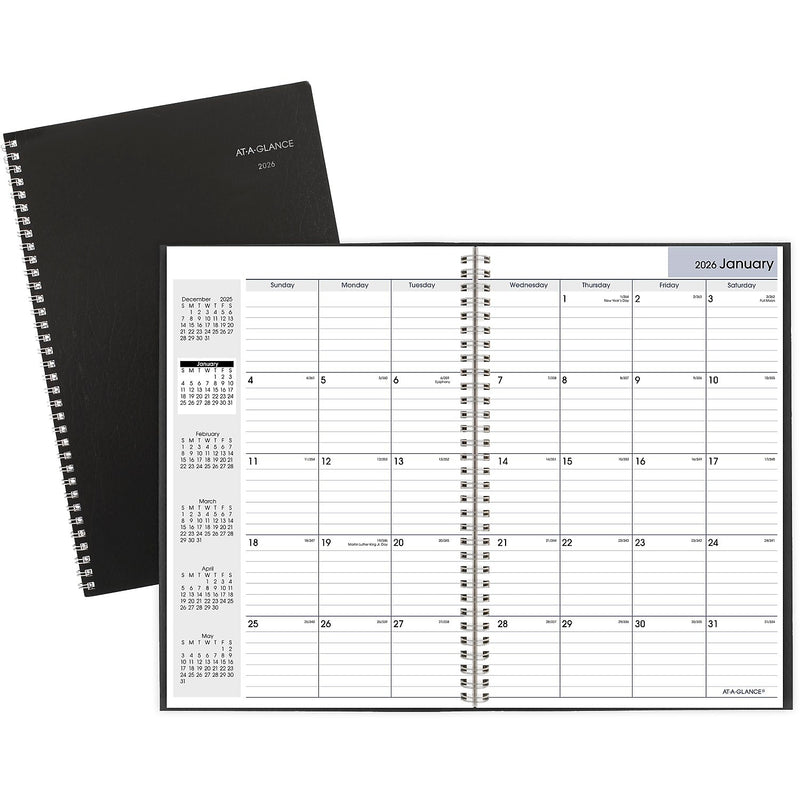 2026 AT-A-GLANCE DayMinder 8" x 12" Monthly Planner, Faux Leather Cover, Black (SK2-00-26)