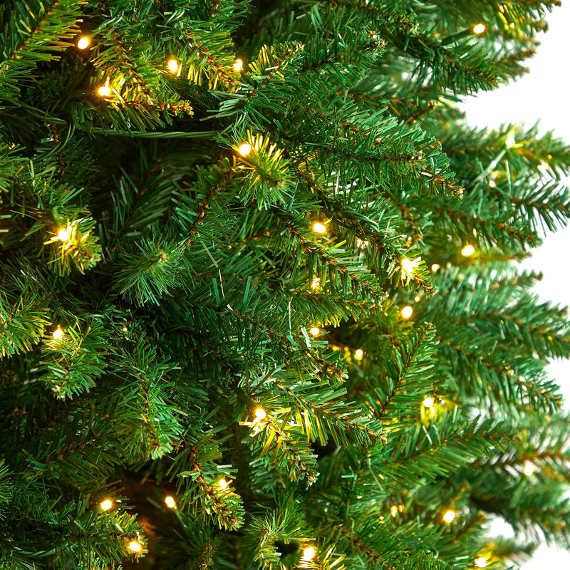 Nearly Natural 12-ft Slim Green Mountain Pine Artificial Christmas Tree with 1100 Clear LED Lights and 3235 Tips (T3330)