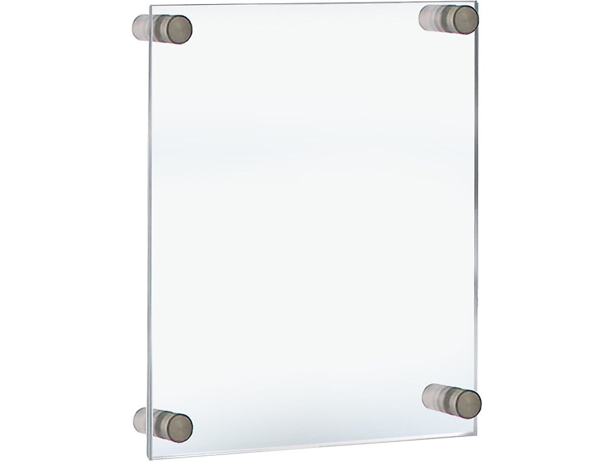 Azar Sign Holder, 15" x 21", Wall Mounted, Silver, Acrylic, 4/Pack (105508-SLV-4PK)