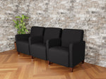 Lesro Ravenna Fabric 3-Seat Lounge Reception Tandem Seating, Open House Black/Walnut Wood (RV3103.FWL-01OHBK)